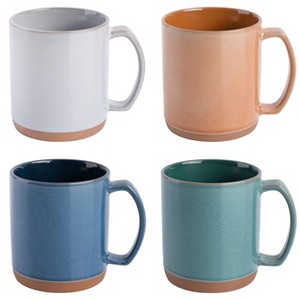 Mr. Coffee Dorsey 4 Piece 17 Ounce Stoneware Mug Set with Terracotta Base in Assorted Colors - 1 of 4