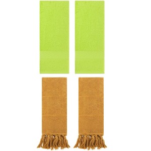 REGALWOVEN 4 Packs Solid Textured and Tassels Soft Absorbent Decorative Hand Towel - 1 of 4