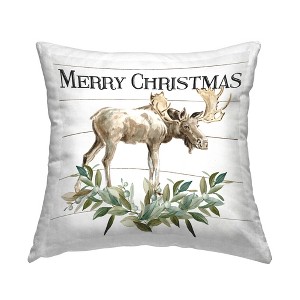 Stupell Industries Merry Christmas Botanical Moose Plank Pattern - 1 of 3
