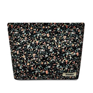 Wrapables Cosmetic Pouch, Makeup and Toiletry Travel Bag, Flowers on Black - 1 of 4