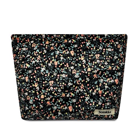 Wrapables Cosmetic Pouch, Makeup and Toiletry Travel Bag, Flowers on Black - image 1 of 4