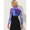 INSPIRE CHIC Women's Cropped Holographic Party Shiny Lightweight Long Sleeve Shrugs - 4 of 4