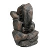 Sunnydaze Outdoor Solar Powered Rock Falls Water Fountain with Battery Backup, Submersible Pump, and LED Lights - 22" - 2 of 4