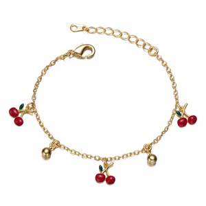 Guili Sweet 14K Gold Plated Kids Bracelet with Red Cherry Charms – A Fun and Playful Jewelry Piece for Little Ones - 1 of 3