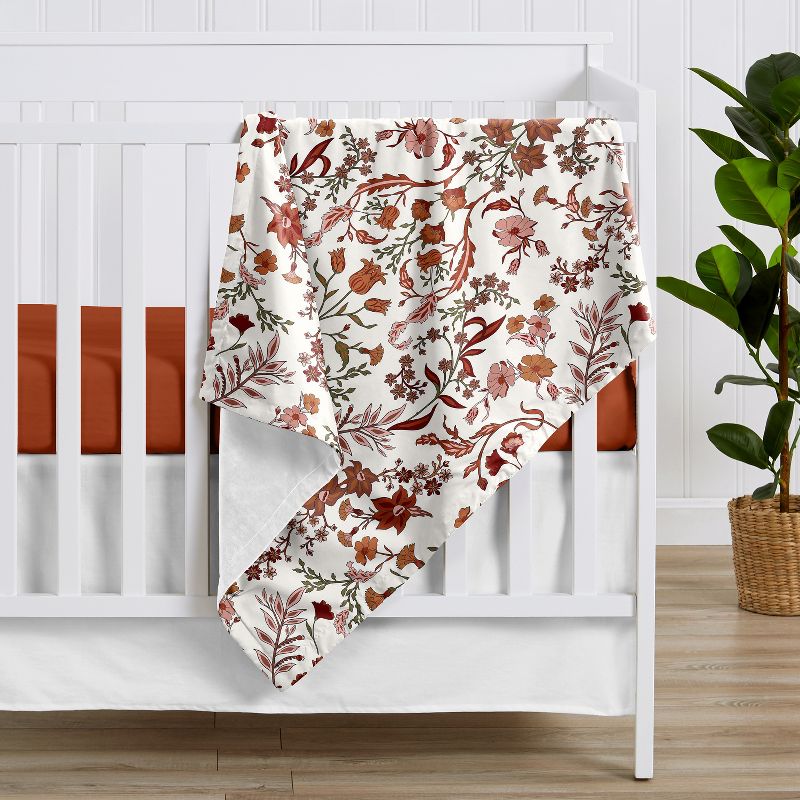 Sweet Jojo Designs Girl Baby Security Blanket Boho Floral Wildflower Orange and Ivory, 3 of 7