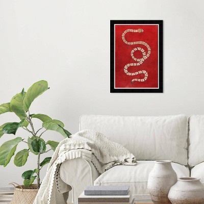 Wynwood Studio 15"x21" Ruby Snake Wall Art Black Frame: Modern Canvas, Wood Composite, Vertical Photograph