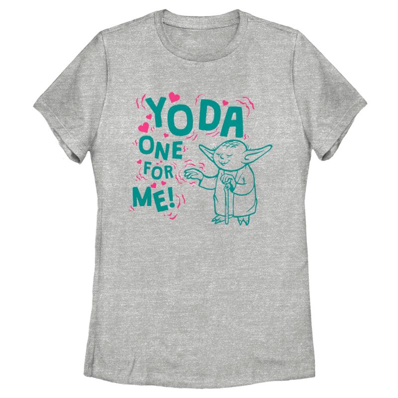 Women's Star Wars Valentine's Day Yoda One for Me! Force T-Shirt, 1 of 5