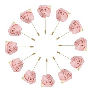 Unique Bargains Wedding Ceremony Anniversary Party Rose Groom Silk Metal Boutonnieres 12 Pcs - 1 of 3