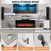 Modern Fireplace TV Stand with Dual Control, 12 Flame Colors, Ember Bed, Ample Storage, Cable Management – 70" Media Console for Living Room， White - 4 of 4