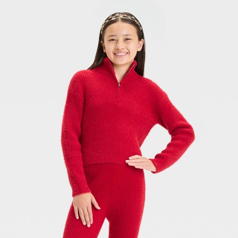 Red zipper sweater online