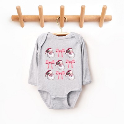 The Juniper Shop Coquette Santa Chart Baby Long Sleeve Bodysuit - 12 Month - Heather Grey
