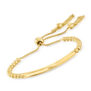 Ross-Simons Italian 18kt Yellow Gold Over Sterling Silver Beaded Bolo Bracelet Size - 1 of 4