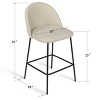 Nano 25" Upholstered Counter Height Bar Stools Set of 2 Armless Bar Chair with Backest Wider Seat Bar Chairs for Kitchen Island Home Bar-Maison Boucle - 3 of 4