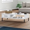 vidaXL Industrial Style Coffee Table with Metal Legs and Drawer - Solid Pine Wood Construction in White Finish, - 2 of 4