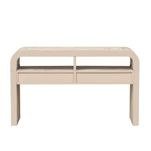 Infurnic Decorative Storage Cabinets Retro Curved Sofa Table Stylish Narrow Console Table for Living Room Hallway Entrance, Beige, 52"*14"*31.5" - 1 of 4