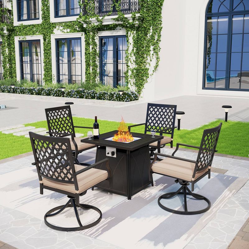 5pc Outdoor Conversation Set with Swivel Chairs &#38; 28&#34; Square Propane Fire Table - Captiva Designs, 1 of 10