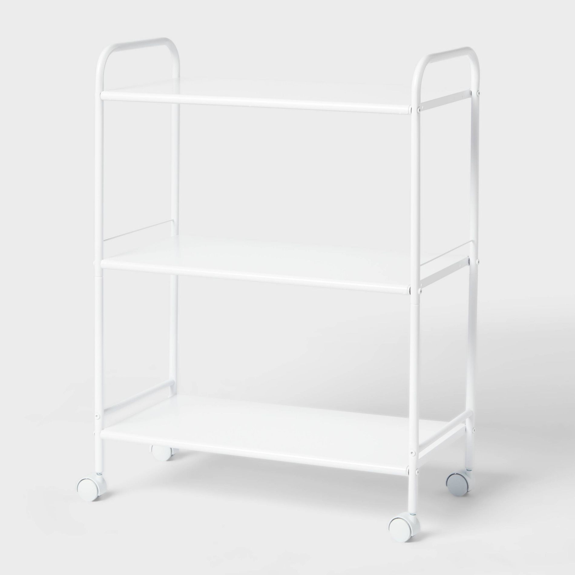3 Shelf Wide Metal Storage Cart White - Brightroom™
