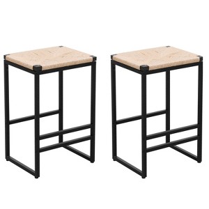 VYNXARIA Set of 2 Backless Bar Stools for Kitchen Counter Paper Rope Woven Dining Chairs for Home & Kitchen (Paper Rope Backless) - 1 of 4