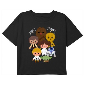 Girl's Star Wars Cute Cartoon Classic Characters Crop T-Shirt - 1 of 3
