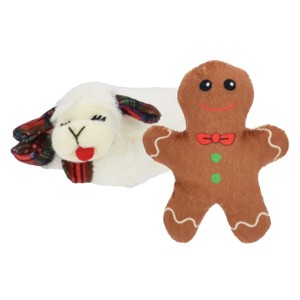 Multipet Lamb Chop Gingerbread & Sheep Holiday Cat Toy-2PK - 1 of 2