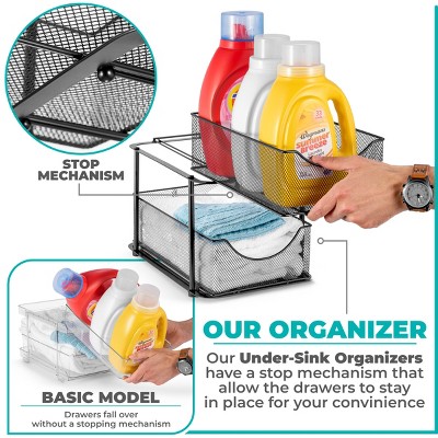 Sorbus 2 Tier Baskets with Mesh Sliding Drawers - Ideal Cabinet, Pantry, Under the Sink, etc - Great for Bathroom, Kitchen, Office, etc. — фото 4