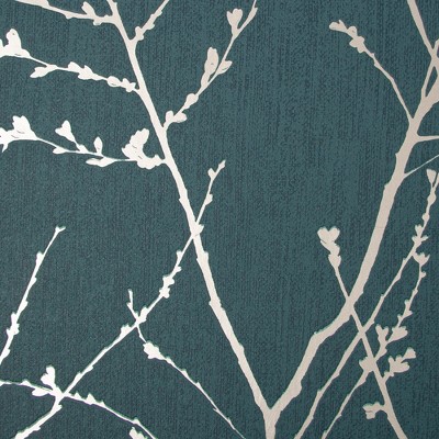 Green and Gold Vinyl Textured Floral Wallpaper Roll