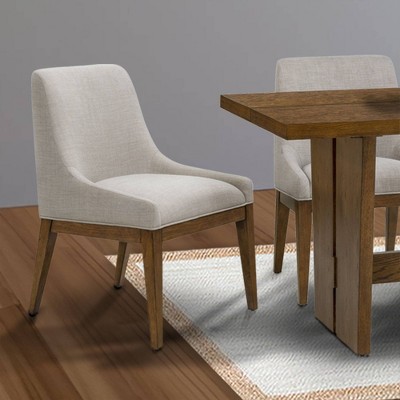 Set of 2 Gray Upholstered Wood Side Chairs