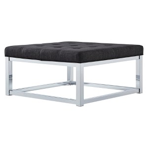 Fontaine Chrome Dimple Tufted Cocktail Ottoman Charcoal - Inspire Q , Grey