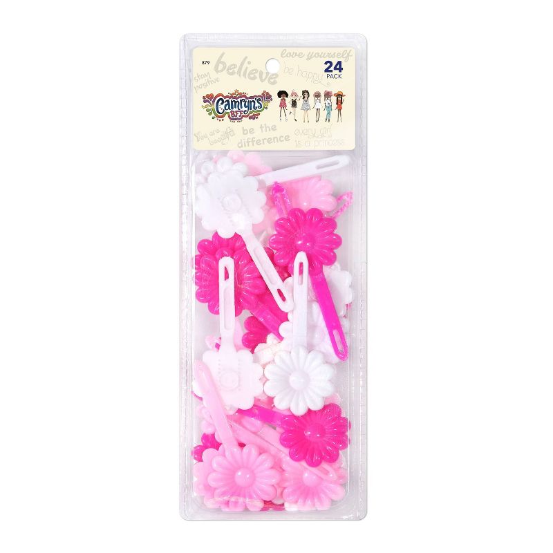 Camryn&#39;s BFF Hair Barrettes - Hot Pink/Soft Pink/White - 24pk, 1 of 4