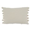Saro Lifestyle Cord + Pom Pom Applique  Decorative Pillow Cover, Ivory, 12"x18" - 2 of 3