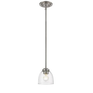 Ashton Coastal Mini Pendant - Clear Glass Shade, 1 Light, Dimmable, 100W, Brushed Nickel - 1 of 3