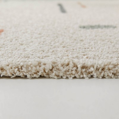 Multicolor Cream Synthetic Shag Kids' Rectangular Area Rug 4' x 6'