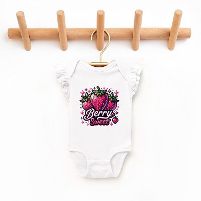 The Juniper Shop Berry Sweet Strawberry Baby Flutter Sleeve Bodysuit