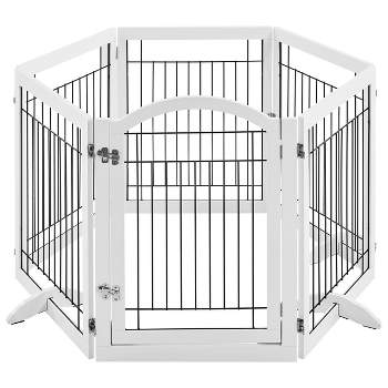 Yaheetech 34" Height Tall Pet Gate with Wood and Wire for Doorway
