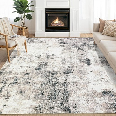 Washable Modern Abstract Area Rug Non Slip Backing Stain Resistant & Low Pile Carpet for Bedroom Living Room Dining Room Bedroom