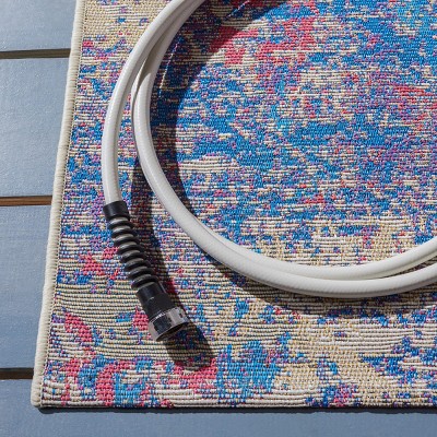 Coastal Breeze Easy-Care Blue Synthetic Reversible Area Rug