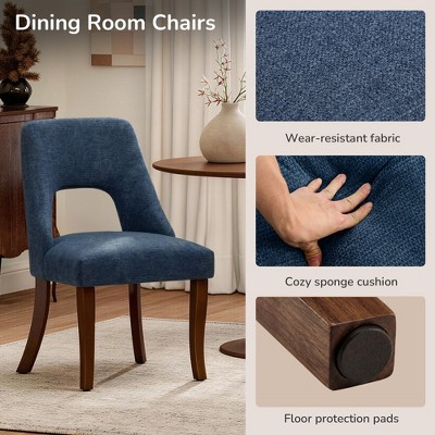 Set of 2 Upholstered Dining Chairs, Chenille Armless Chairs with ...