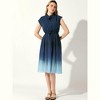 Allegra K Women's Summer Sleeveless Round Neck Smocked Waist Pleated A Line Midi Dress - 2 of 4