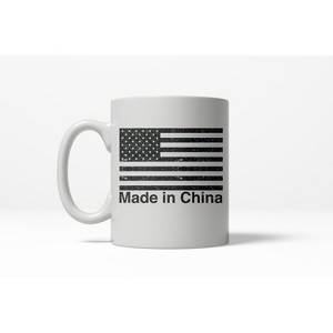 Crazy Dog T-Shirts Made In China Funny American Flag USA are Proud of Ceramic Coffee Drinking Mug - 11oz - 1 of 4
