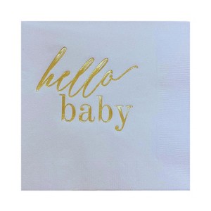 Paper Frenzy Hello Baby Cocktail Beverage Napkins - Boy Girl or Gender Neutral - 25 pack - 1 of 1