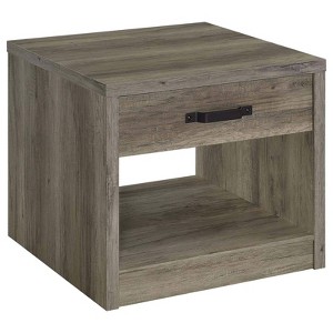 Coaster Felix Farmhouse Square Wood End Table with Drawer Gray Driftwood - 1 of 4