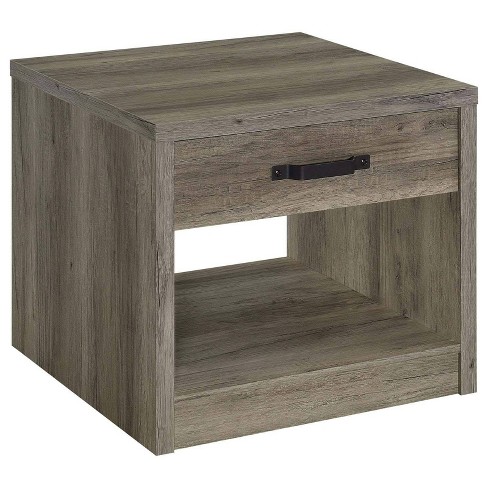 Coaster Felix Farmhouse Square Wood End Table with Drawer Gray Driftwood - image 1 of 4