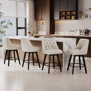 Dyonery Swivel Fabric Bar Stools, 26.8" Counter Height & 30" Bar Height, Tufted Upholstered Farmhouse Kitchen Island Chairs - 1 of 4