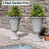 SEVOBAL Planters Flower Pot Petal Planter 2-Pack Flower Pots Ribbed Indoor Outdoor Plants Green Patio Garden Yard Pool, Gray, 15.76"*15.76"*23.64" - 2 of 4