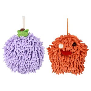 REGALWOVEN 2 Pcs Cute Comfortable Soft Absorbent Chenille Fuzzy Hand Towel - 1 of 4