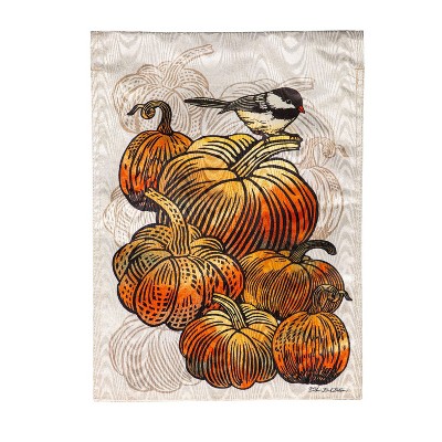 Evergreen Beautiful Pumpkins Moire Garden Flag 12 x 18 Inches Indoor Outdoor Decor