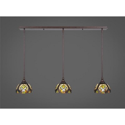 Toltec Lighting Any 3 - Light Chandelier in  Bronze with 7" Ivory Cypress Art Glass Shade