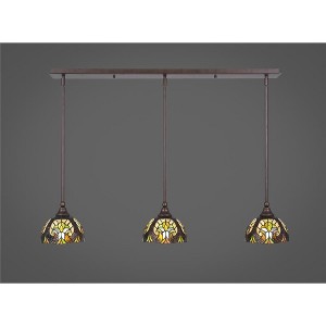 Toltec Lighting Any 3 - Light Chandelier in  Bronze with 7" Ivory Cypress Art Glass Shade - 1 of 1