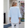 Womens Summer Tops Lace Trim V Neck T Shirts 3/4 Length Petal Sleeve Tunics Trendy Going Out Chiffon Blouses Dressy Casual Tees - 4 of 4