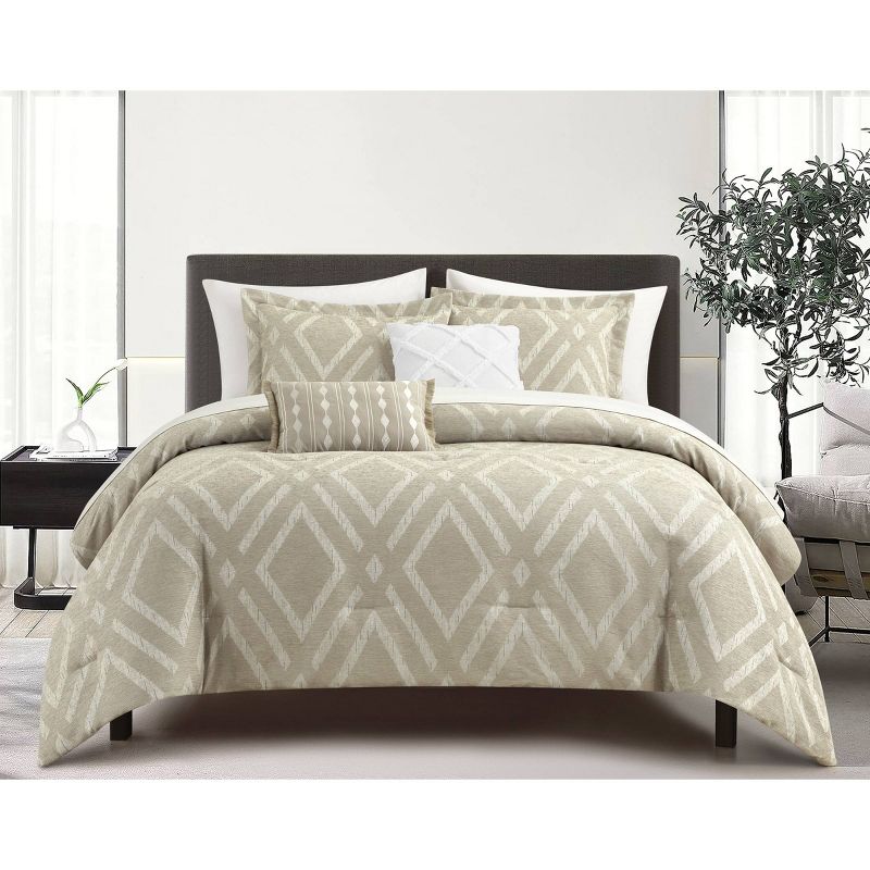 Chic Home Design 9pc Queen Shahram Comforter Set Beige, 1 of 10